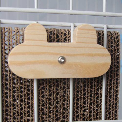 笼用固定猫抓板兔磨爪器瓦楞纸加密加硬猫抓垫实木猫咪玩具兔用品 - 图1