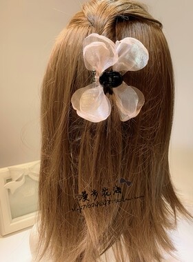 网红同款水钻抓夹欧根纱蝴蝶结