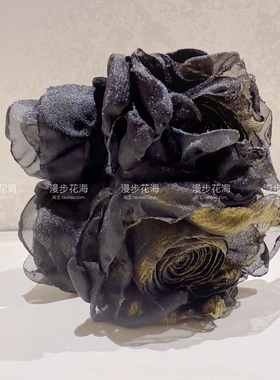手作暗黑布艺玫瑰花朵大号丸子夹红黑色lolita哥特式布艺抓夹发饰