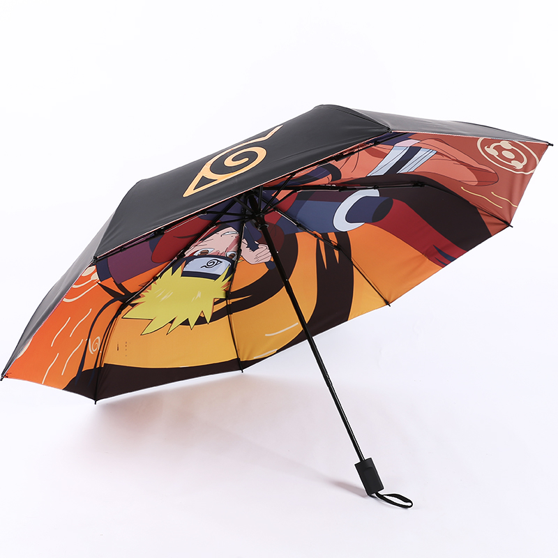 火影忍者鸣人刀伞长柄雨伞创意自动武士个性防晒动漫遮阳折叠伞 - 图0