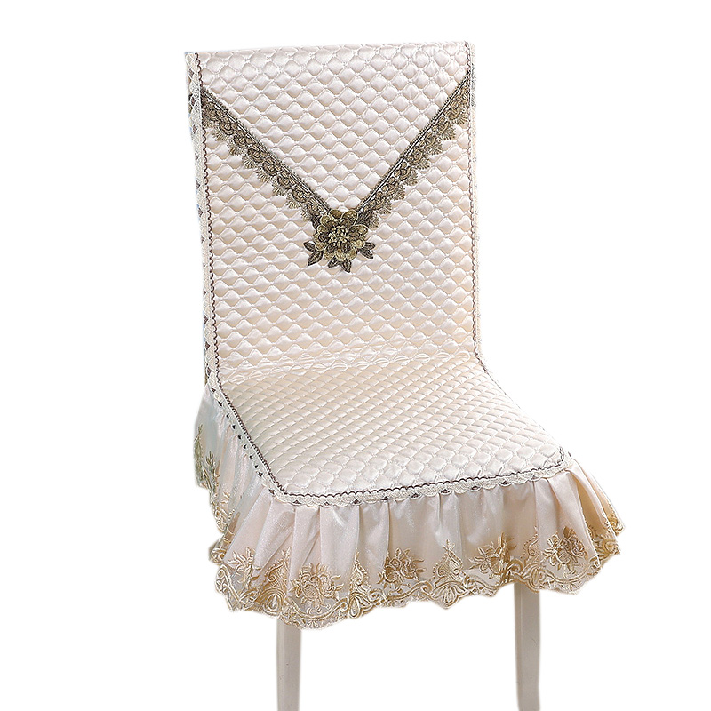 连体餐椅垫坐垫椅套家用简约现代北欧纯色刺绣M防滑 餐桌椅子套罩