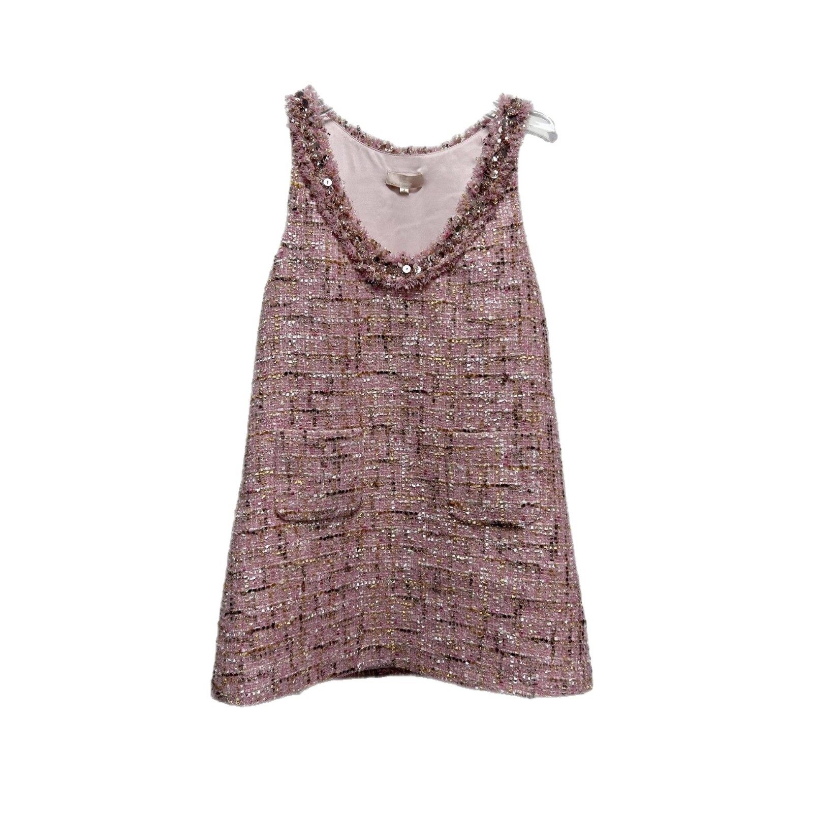 优雅千金风丨重工气质钻饰圆领粉色格纹粗花呢无袖法式连衣裙短裙,淘宝优惠券,粉丝福利购,淘宝优惠卷