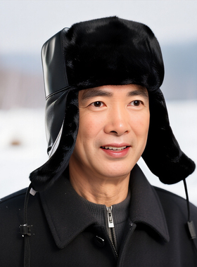 雷锋帽冬季保暖加厚中老年人男护耳冬季爷爷老人火车头爸爸棉帽子