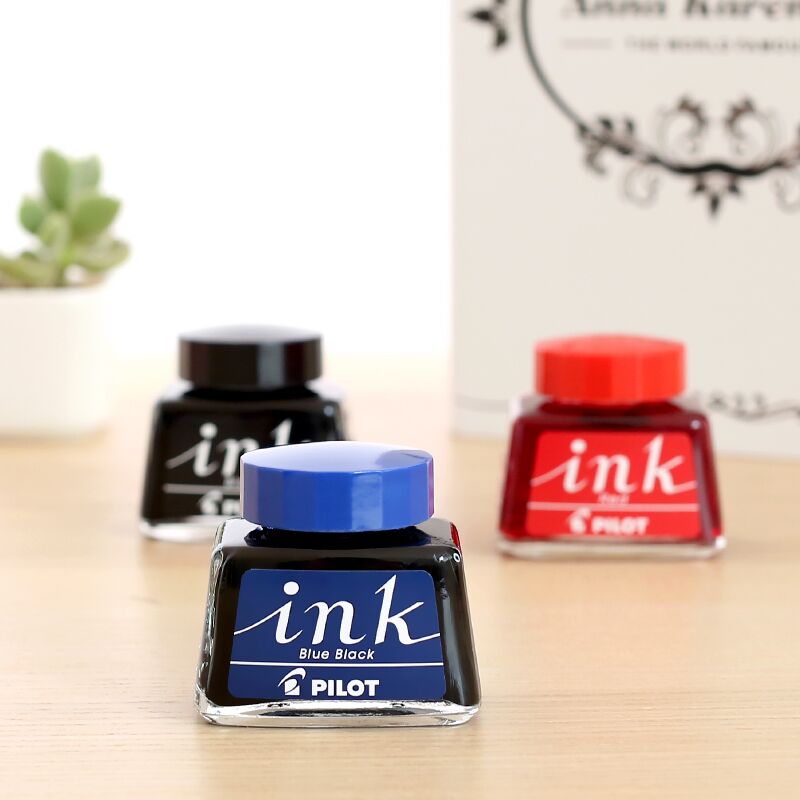 日本PILOT百乐 INK-30非碳素墨水不堵笔 黑红蓝色蓝黑墨水钢笔用速干 78g/笑脸/贵妃30/70/350ml学生用钢笔水 - 图1