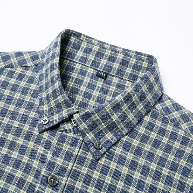 男士纯棉长袖衬衫翻领小格子衬褂全棉色织扣领中年爸爸春秋季衬衣,淘宝优惠券,粉丝福利购,淘宝优惠卷