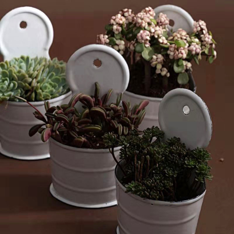 微瑕款焊接结构欧洲复古珐琅搪瓷厨房墙挂桶储物罐置物架壁挂架 - 图1