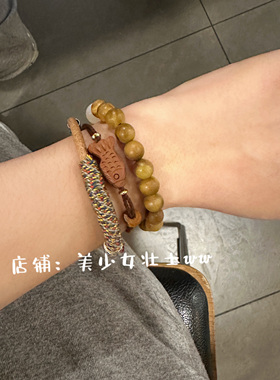通用编织新中式桃木鱼手链