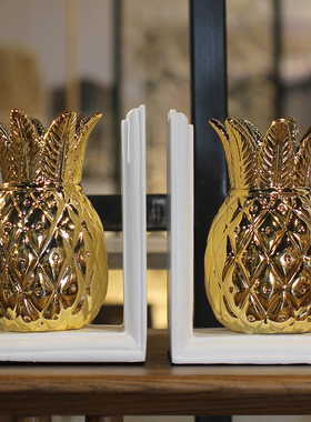 美式北欧轻奢金色书柜仿真摆件