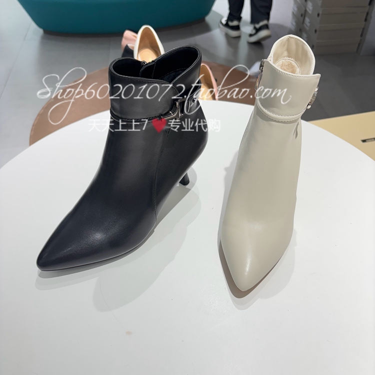 Lesaunda莱尔斯丹2025冬季女鞋通勤尖头绒里女短靴时装靴6T71606V - 图0