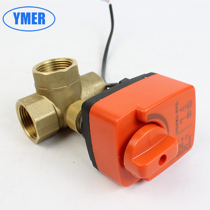 ymer电动三通黄铜球阀复位带切换阀 易觅尔五金其他阀门