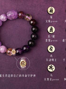 普陀山天然紫水晶手链九紫离火2026马年本命年12生肖手串男女款10