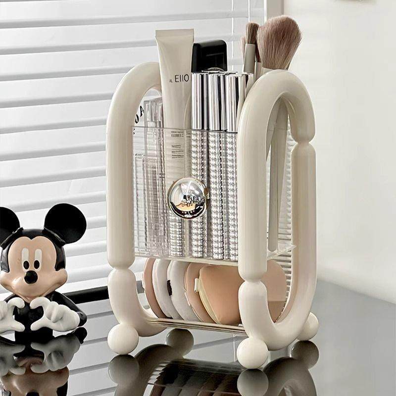 桌面化妆品收纳盒梳妆台高级感化妆刷收纳桶口红眉笔粉扑置物架,淘宝优惠券,粉丝福利购,淘宝优惠卷