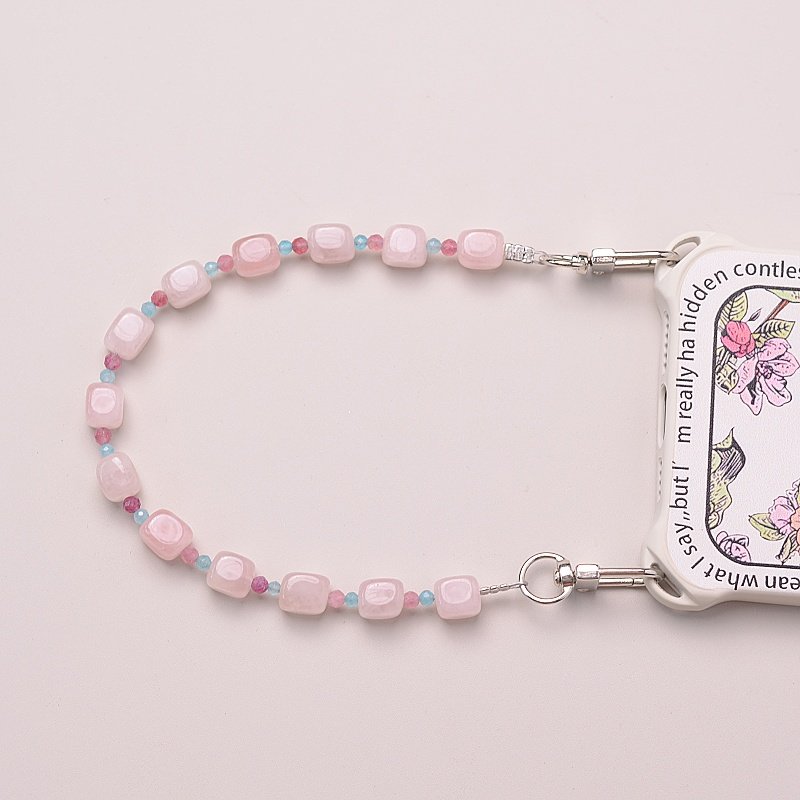 天然粉水晶红碧玺手机链百搭女款纯欲时尚女手机挂绳手提挂链双头,淘宝优惠券,粉丝福利购,淘宝优惠卷