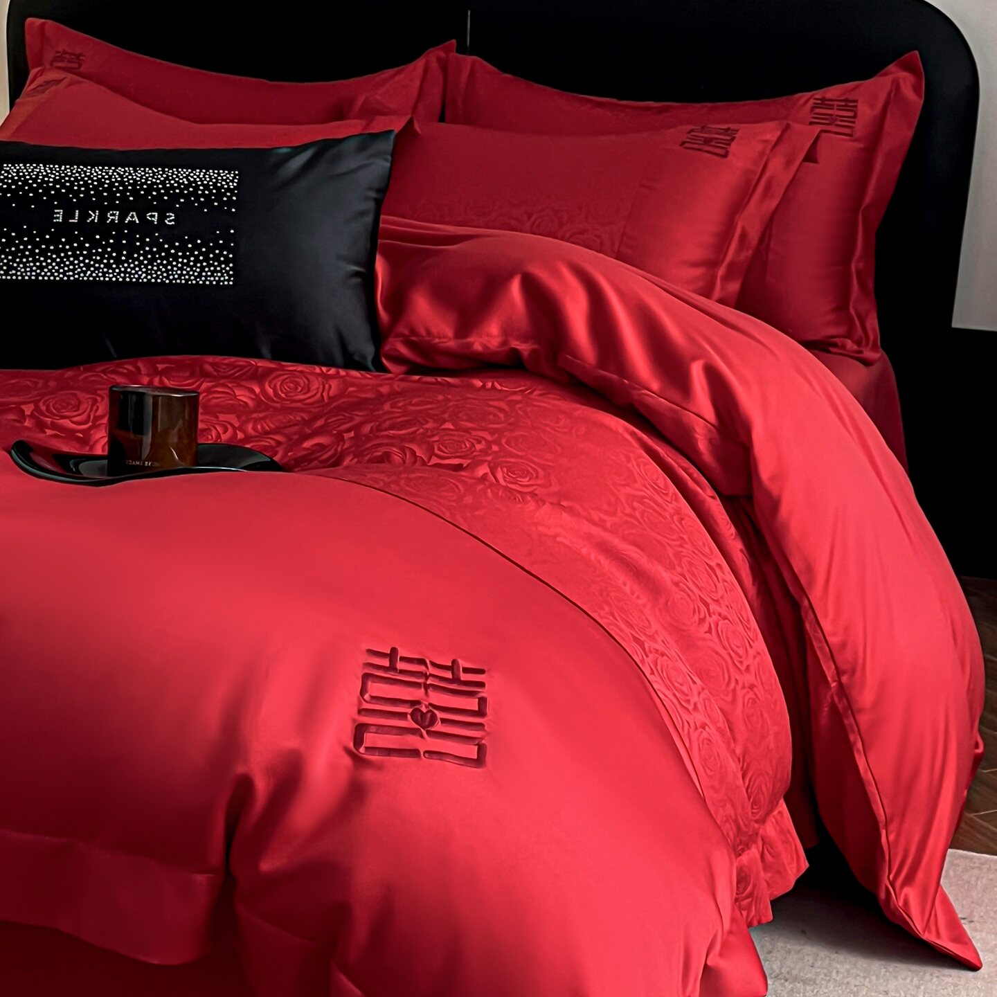 高档A类婚庆四件套红色新婚喜被套纯棉结婚床上用品婚房陪嫁床单4,淘宝优惠券,粉丝福利购,淘宝优惠卷