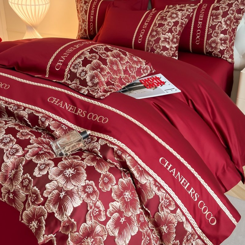 高档中式婚庆四件套大红色陪嫁床单被套纯棉结婚床上用品婚房喜被,淘宝优惠券,粉丝福利购,淘宝优惠卷