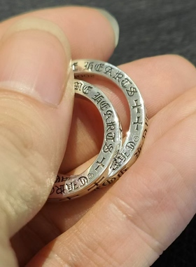 ROCKAGE纯银S925朋克风格3MM脏话FKY刻字小十字架戒指叠带指环