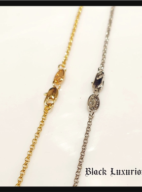 Black Luxurious电镀22K18K白黄金色刻字2MM珍珠O型项链配链