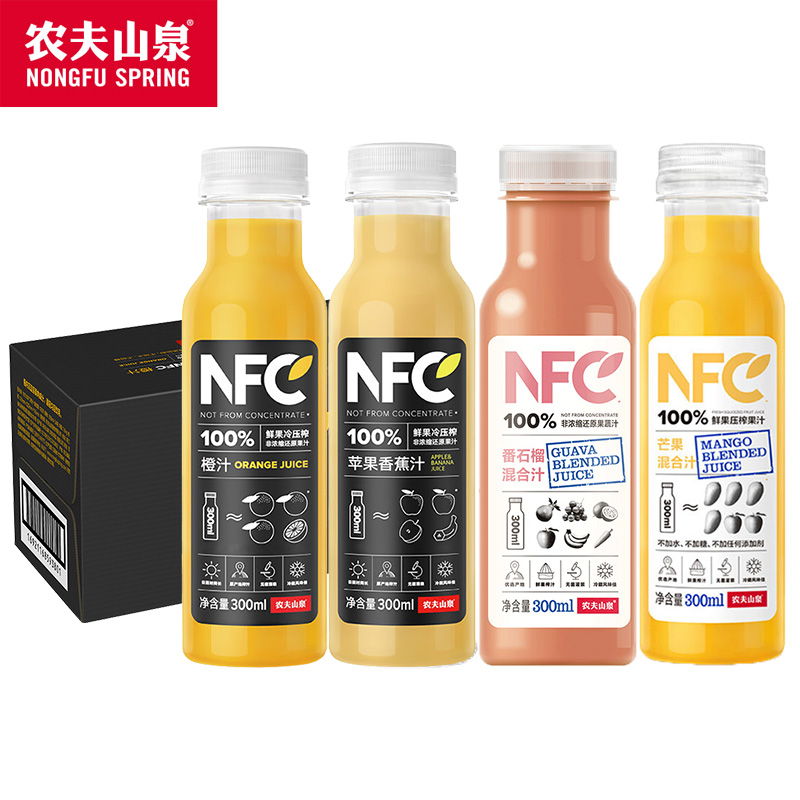 农夫山泉nfc果汁鲜榨橙汁300ml*24瓶整箱0添加剂非浓缩纯果汁饮料 - 图2