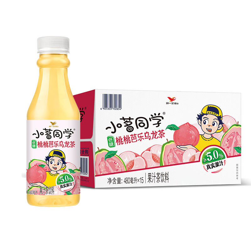 统一小茗同学桃桃芭乐乌龙茶480ml*15瓶整箱解渴小瓶低糖果汁茶,淘宝优惠券,粉丝福利购,淘宝优惠卷