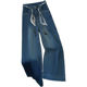 Denim Blue Wide Leg Jeans ຂອງຜູ້ຍິງ 2026 Spring New High Waisted Loose Ribbon Great-Looking Narrow Straight Pants