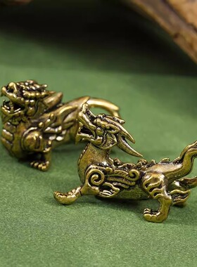黄铜四大神兽摆件青龙白虎朱雀玄武茶宠桌面客厅办公室招财手把件