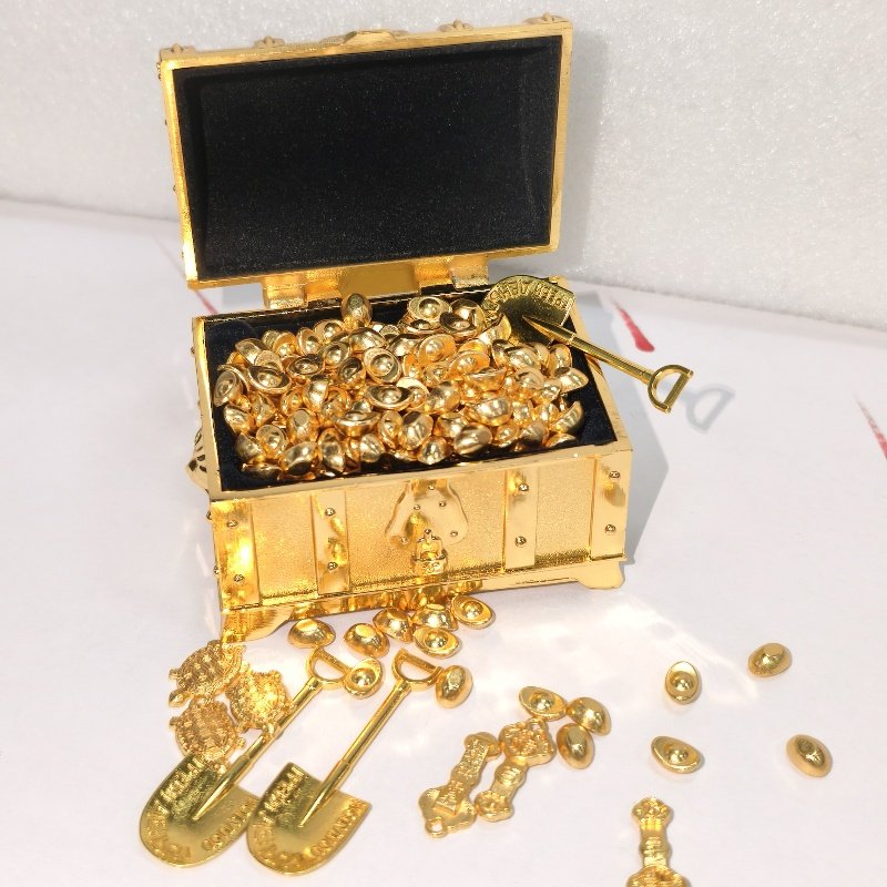迷你宝箱金砖发财玩具小金条混搭金元宝算盘金属招财百宝箱摆件,淘宝优惠券,粉丝福利购,淘宝优惠卷