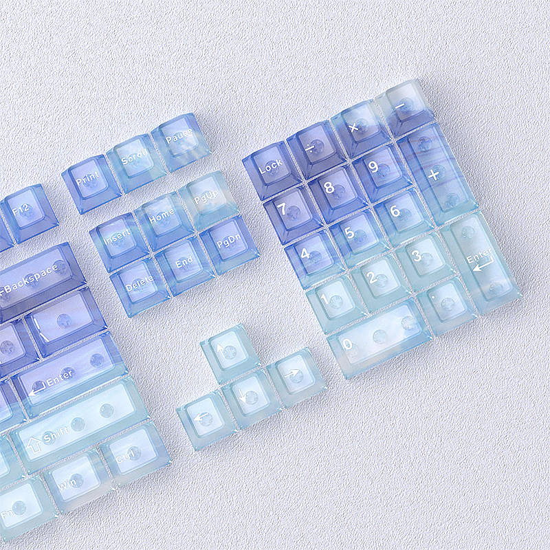 【幻彩冰晶透】海洋PC雾透键帽透明透光机械键盘迈从G87 K87S K99,淘宝优惠券,粉丝福利购,淘宝优惠卷