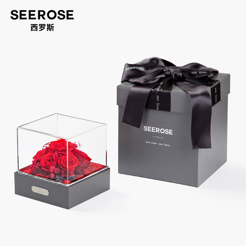 SEEROSE西罗斯永生保鲜7朵玫瑰花礼盒送闺蜜结婚乔迁纪念生日礼物