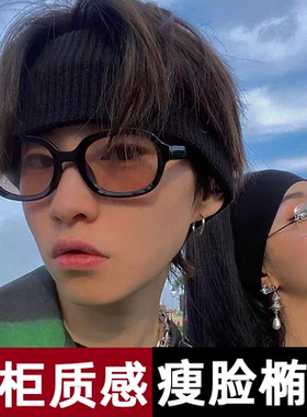 法式复古黑框茶色小脸太阳镜女