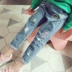 Quần jeans rách nữ 1-3 tuổi thủy triều mùa thu mỏng phần 5-6 áo khoác trẻ em mùa xuân trẻ em 2-4 quần bé gái mùa xuân và mùa thu - Quần jean quần ống rộng trẻ em Quần jean