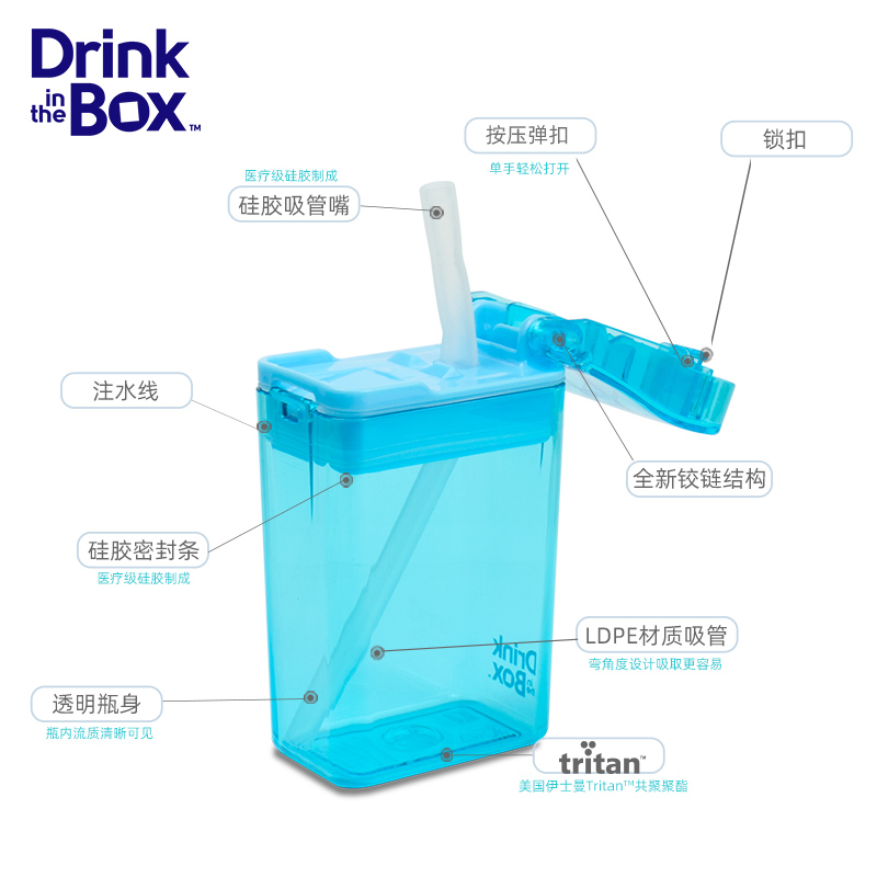 新品drinkinthebox三代活力彩虹盒方形吸管杯夏季水杯随身杯235ml - 图1