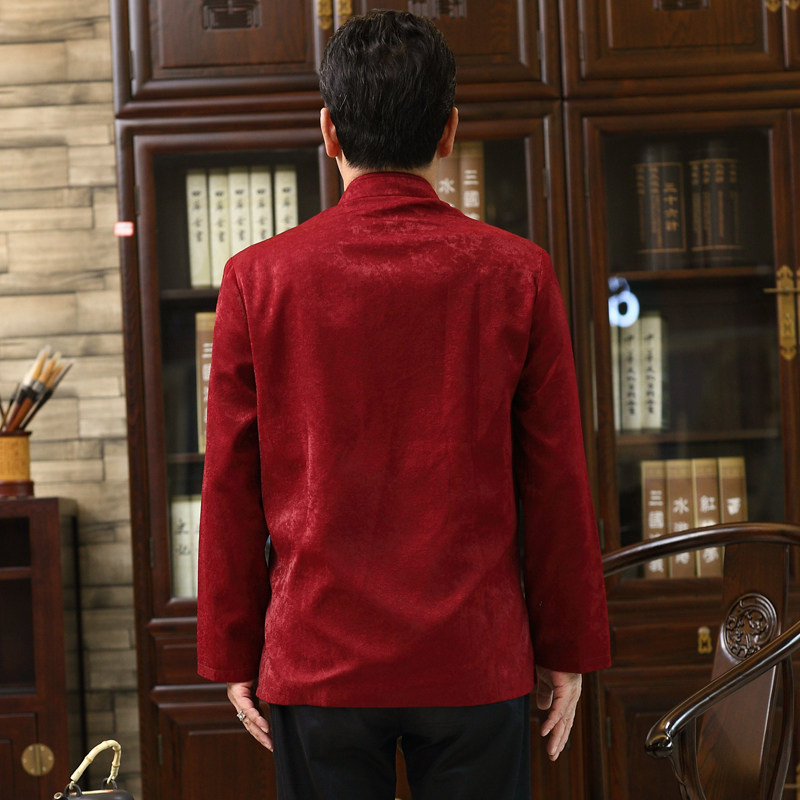 中老年男士唐装长袖春秋中国风夹克 型型熊民族服装