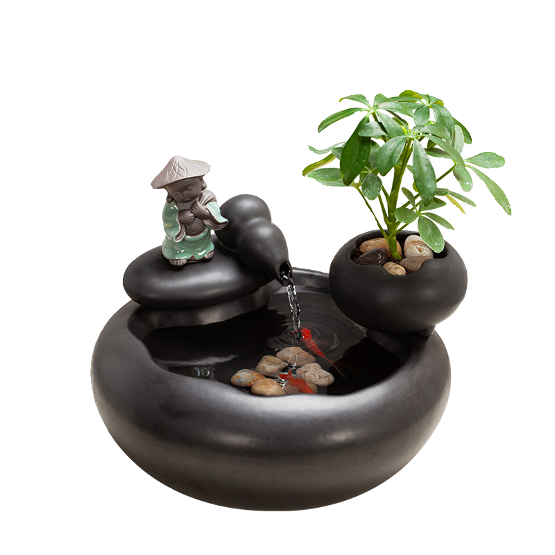 陶瓷流水摆件创意循环办公室客厅桌面招财装饰品水景喷泉开业礼品,淘宝优惠券,粉丝福利购,淘宝优惠卷