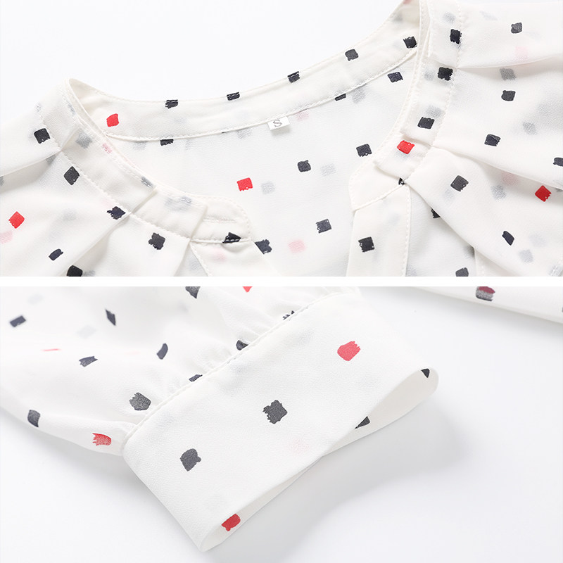 2020春夏新款七分袖雪纺法式衬衫 画俏蕾丝衫/雪纺衫