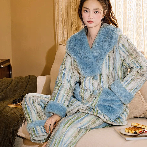 1晨丝绒三层夹棉女冬长裤睡衣家居服套装女休闲甜美保暖时尚套装,淘宝优惠券,粉丝福利购,淘宝优惠卷