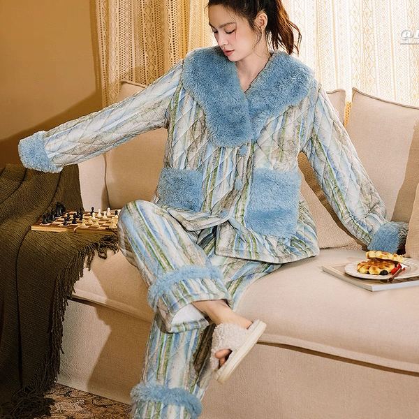 1晨丝绒三层夹棉女冬长裤睡衣家居服套装女休闲甜美保暖时尚套装,淘宝优惠券,粉丝福利购,淘宝优惠卷