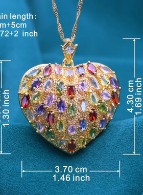 新款时尚项链优气质复古风法式女轻奢彩色锆石项链饰品锁骨链吊坠