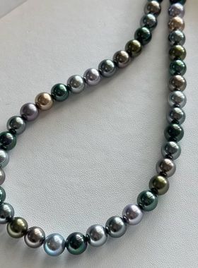 新款复古时尚女式项链百搭个性气质锁骨链饰品混色黑珍珠爆款项链