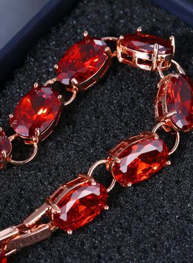 本命年红色锆石手链女式轻奢小众设计感高级时尚气质百搭手饰手镯