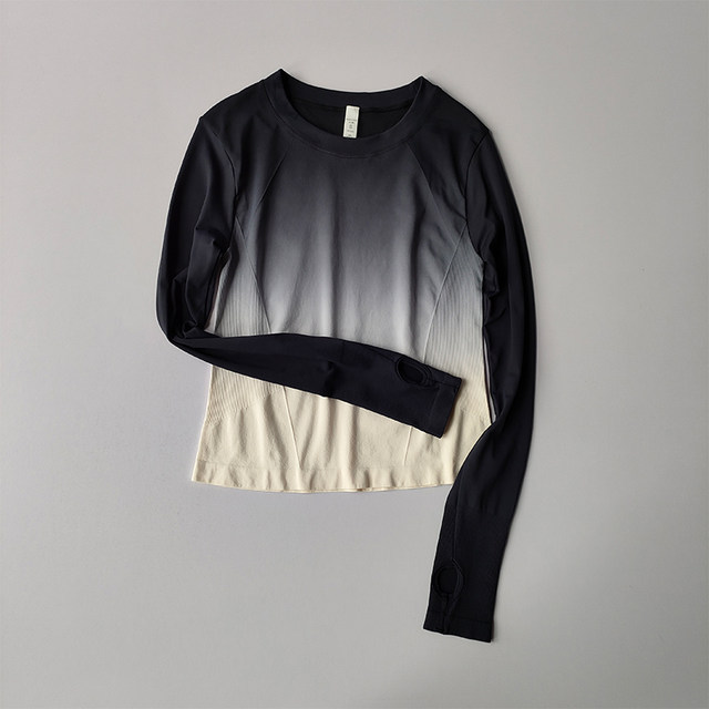 Long-sleeved women's gradient slim sports T-shirt fitness suit