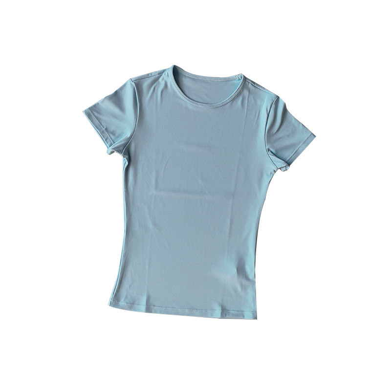 裸感纯色瑜伽服短袖女显瘦速干吸湿排汗弹力紧身T恤健身服上衣,淘宝优惠券,粉丝福利购,淘宝优惠卷