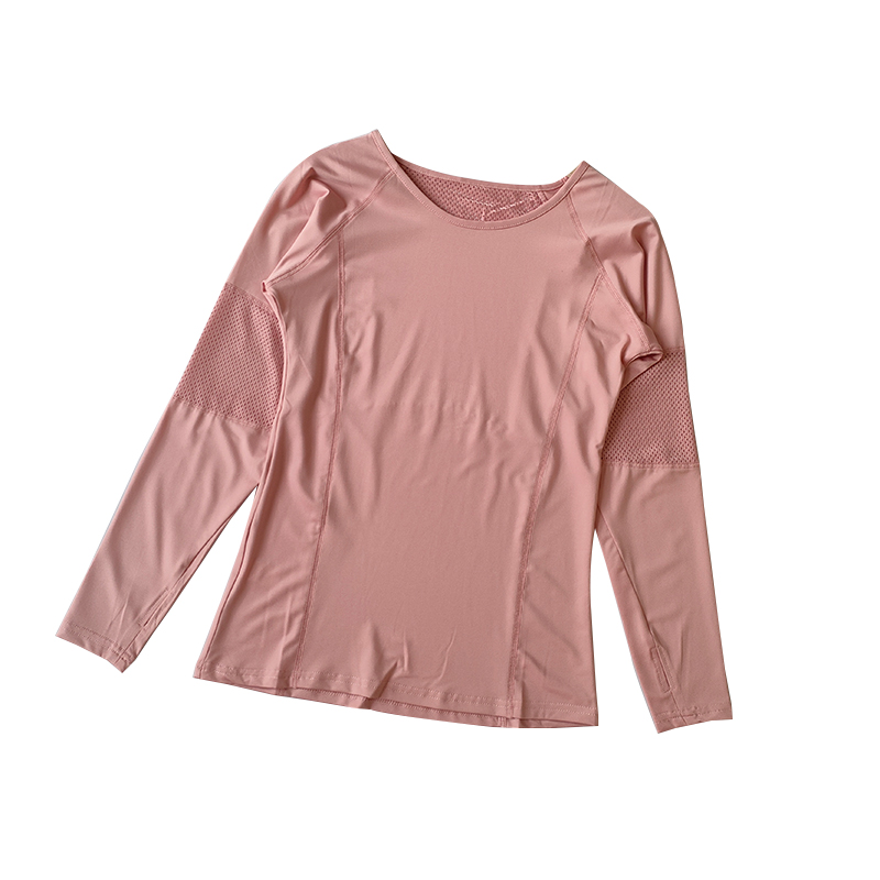 秋冬瑜伽服长袖透气速干健身衣修身显瘦跑步普拉提运动T恤训练服 - 图3