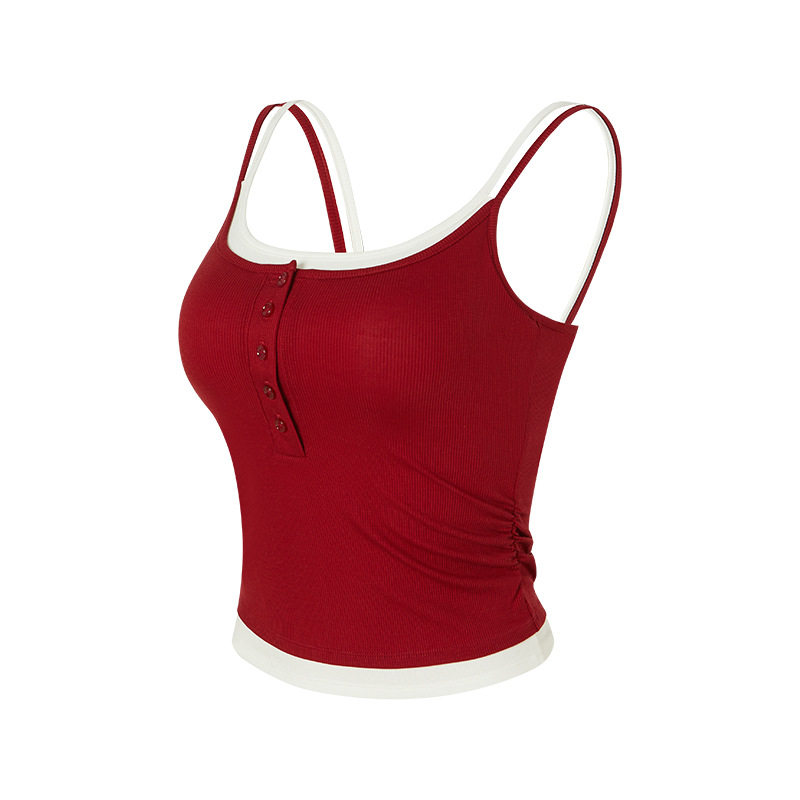 撞色假两件运动吊带罗纹带胸垫莱赛尔背心可外穿美背瑜伽服上衣,淘宝优惠券,粉丝福利购,淘宝优惠卷