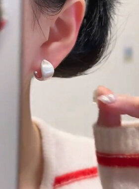 精致银色拉丝磨砂水滴耳扣