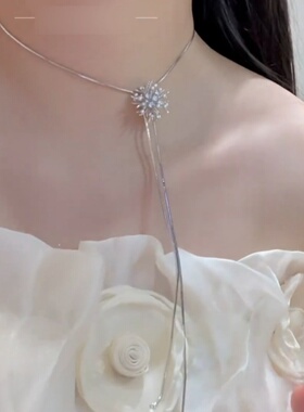 新款银色烟花抽拉可调节项链女