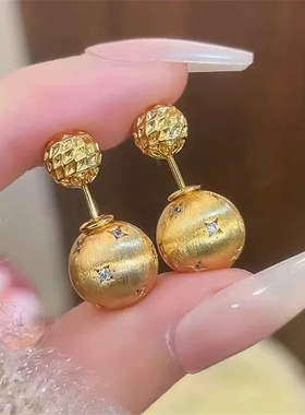 925银针拉丝芒星前后两戴耳钉