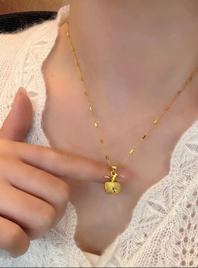 2025新款简约爆闪平安果项链女