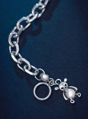 小众暗黑朋克风钛钢一字扣手链