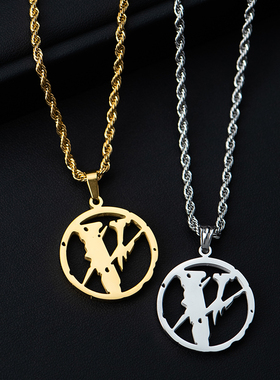 藤原浩闪电嘻哈风钛钢饰品吊坠