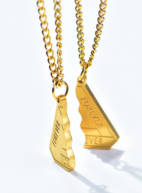 闺蜜一对潮牌字母钛钢百搭项链